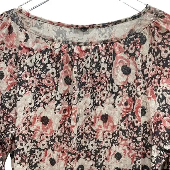 Lucky Brand Women's Printed Woven Mix Peasant Top Size 1X - Picture 10 of 12